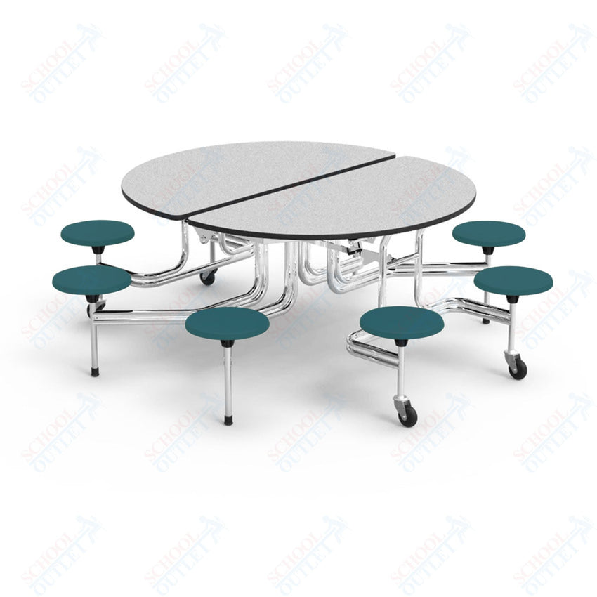 Virco MTSO152758AE - Round Mobile Stool Cafeteria Table - Sure Edge - 15" Seat Height - 8 Stools (Virco MTSO152758AE) - SchoolOutlet