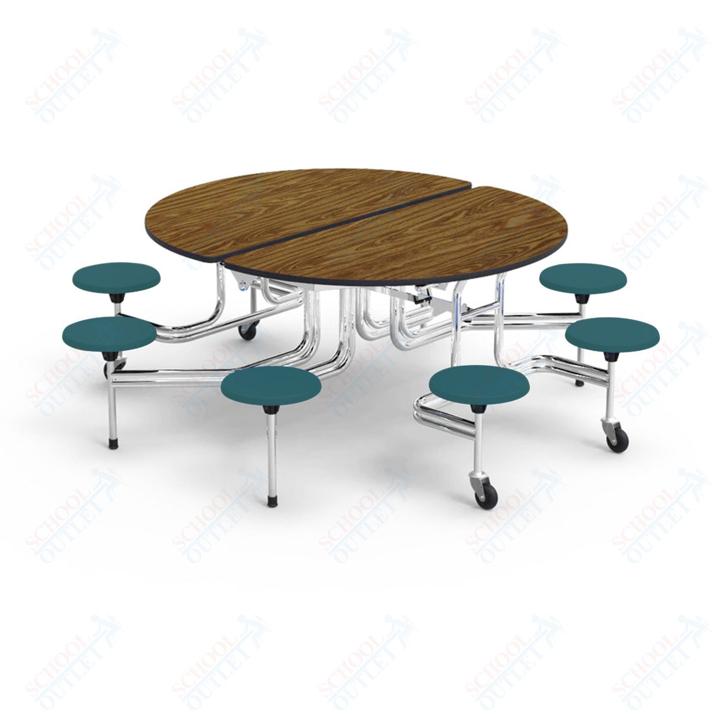 Virco MTSO152758AE - Round Mobile Stool Cafeteria Table - Sure Edge - 15" Seat Height - 8 Stools (Virco MTSO152758AE) - SchoolOutlet