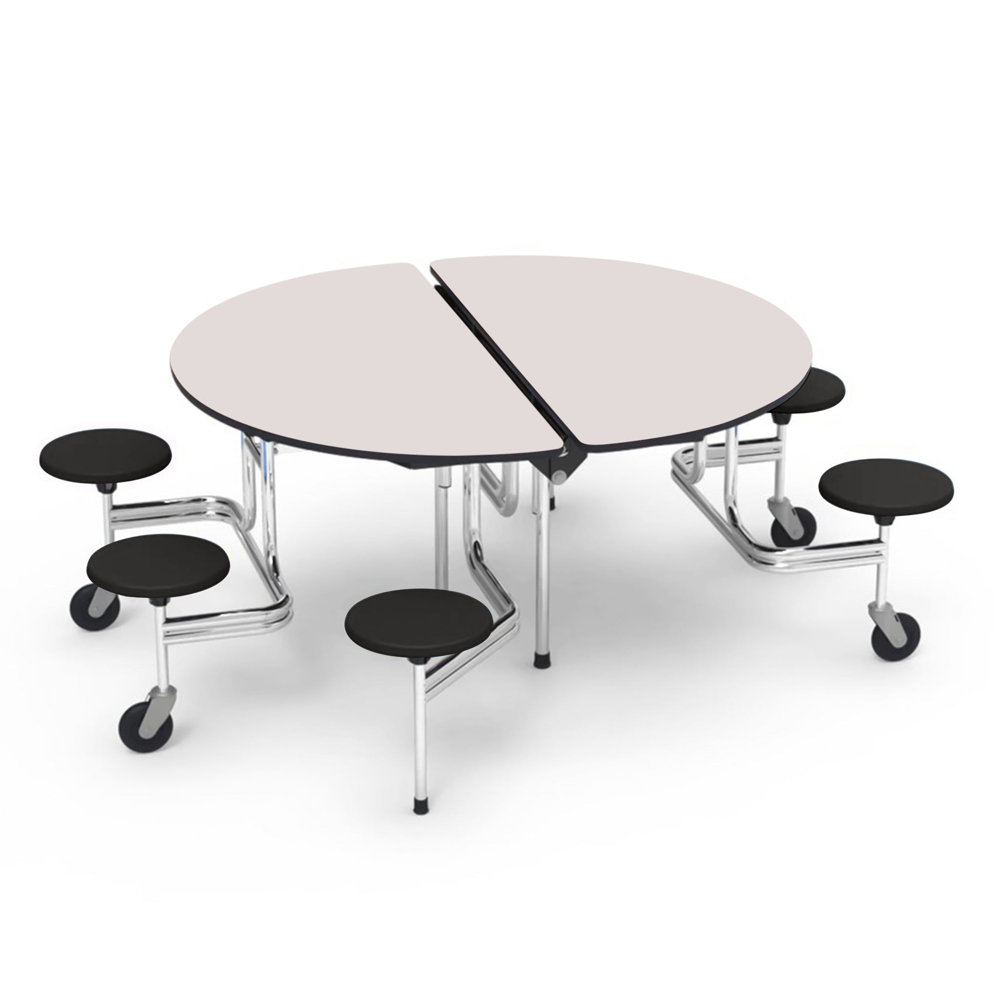 Virco MTSO193156WAE - ADA Compliant Oval Mobile Stool Cafeteria Table - Sure Edge - 19" Seat Height - 60" Diameter - 6 Stools - SchoolOutlet