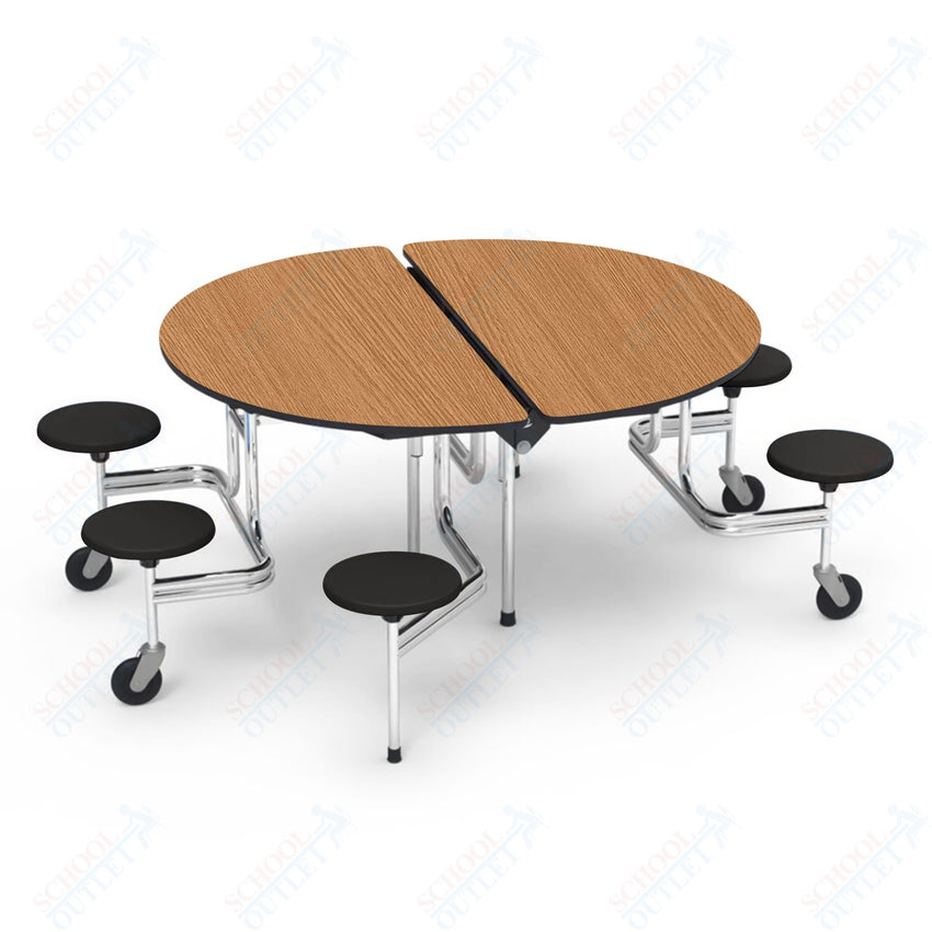 Virco MTSO193156WAE - ADA Compliant Oval Mobile Stool Cafeteria Table - Sure Edge - 19" Seat Height - 60" Diameter - 6 Stools - SchoolOutlet