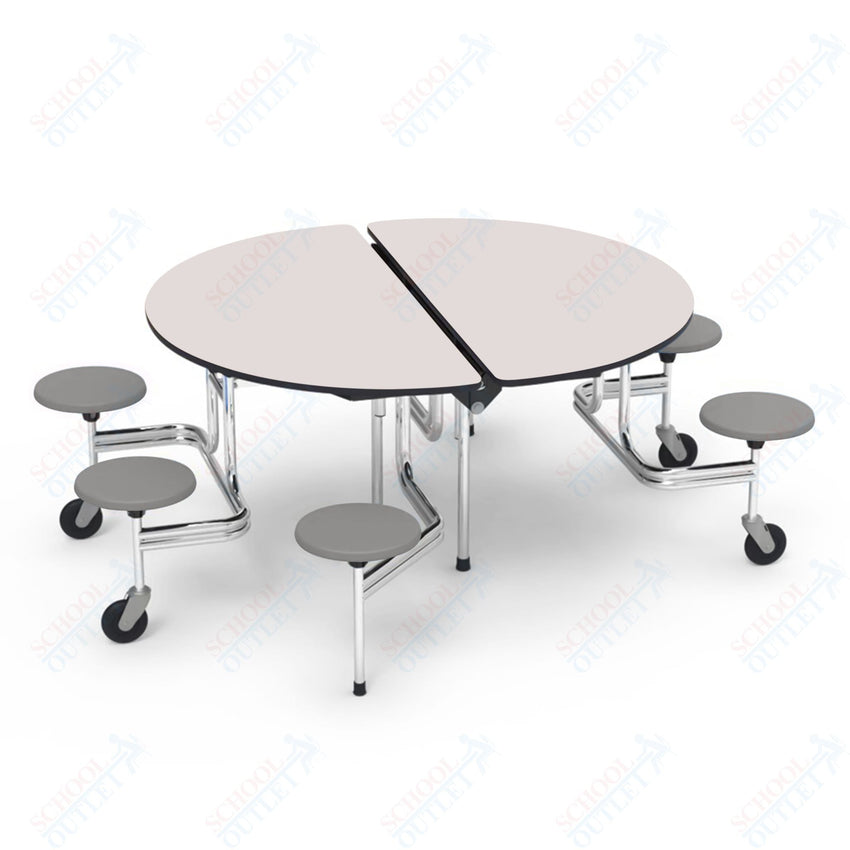 Virco MTSO193156WAE - ADA Compliant Oval Mobile Stool Cafeteria Table - Sure Edge - 19" Seat Height - 60" Diameter - 6 Stools - SchoolOutlet