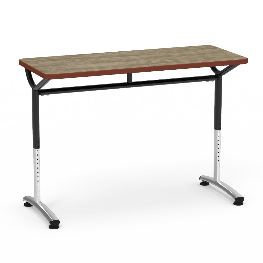 Virco TEXT Series Training Study Computer Desk Table 48"W x 20"D x 26"-34"H (TABLE-TE20488YADJ) - SchoolOutlet