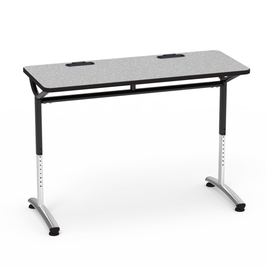 Virco TEXT Series Training Study Computer Desk Table with 2 Grommets 48"W x 20"D x 26"-34"H (TABLE-TE20488YADJGR2) - SchoolOutlet