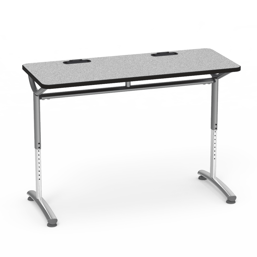 Virco TEXT Series Training Study Computer Desk Table with 2 Grommets 48"W x 20"D x 26"-34"H (TABLE-TE20488YADJGR2) - SchoolOutlet
