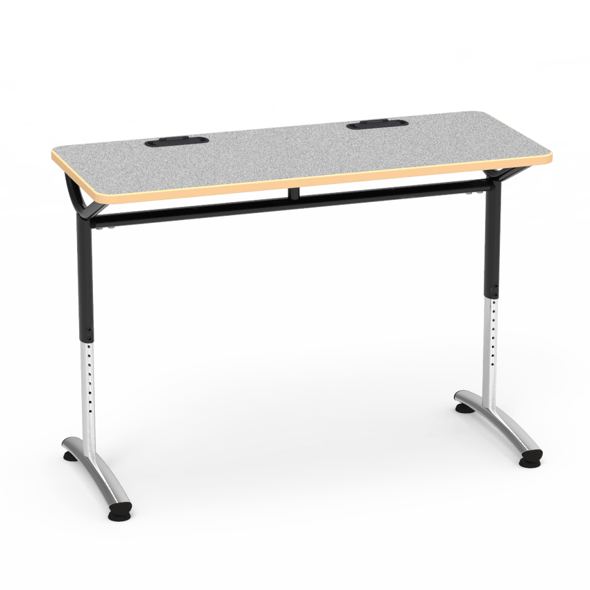 Virco TEXT Series Training Study Computer Desk Table with 2 Grommets 48"W x 20"D x 26"-34"H (TABLE-TE20488YADJGR2) - SchoolOutlet