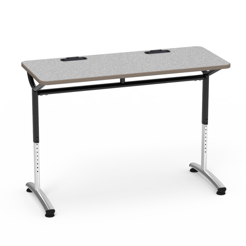 Virco TEXT Series Training Study Computer Desk Table with 2 Grommets 48"W x 20"D x 26"-34"H (TABLE-TE20488YADJGR2) - SchoolOutlet