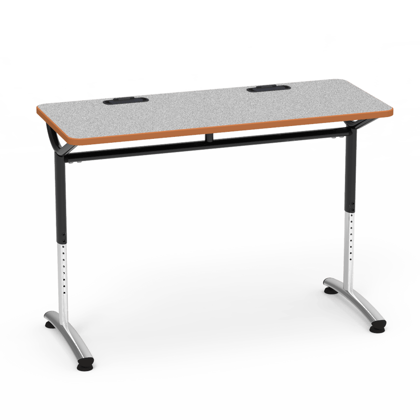 Virco TEXT Series Training Study Computer Desk Table with 2 Grommets 48"W x 20"D x 26"-34"H (TABLE-TE20488YADJGR2) - SchoolOutlet