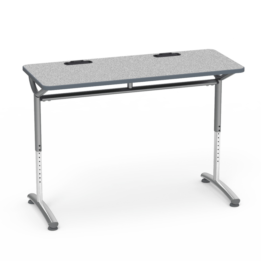 Virco TEXT Series Training Study Computer Desk Table with 2 Grommets 48"W x 20"D x 26"-34"H (TABLE-TE20488YADJGR2) - SchoolOutlet