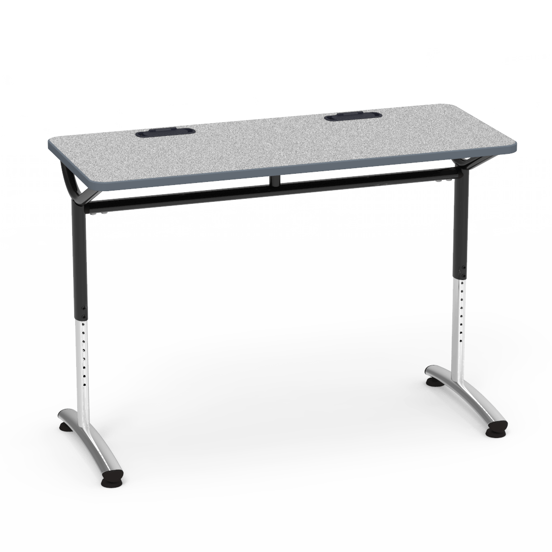 Virco TEXT Series Training Study Computer Desk Table with 2 Grommets 48"W x 20"D x 26"-34"H (TABLE-TE20488YADJGR2) - SchoolOutlet