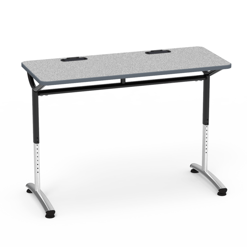 Virco TEXT Series Training Study Computer Desk Table with 2 Grommets 48"W x 20"D x 26"-34"H (TABLE-TE20488YADJGR2) - SchoolOutlet