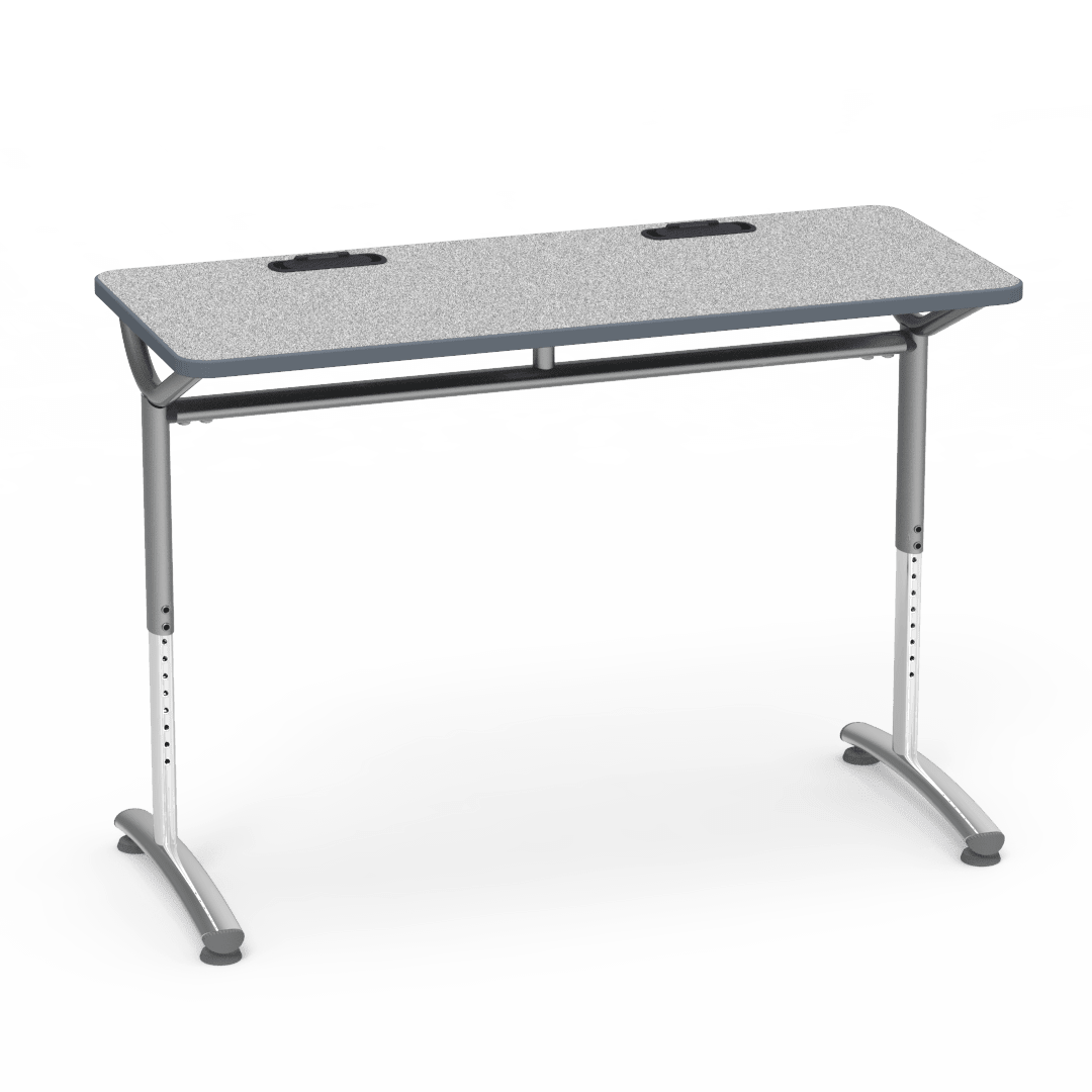 Virco TEXT Series Training Study Computer Desk Table with 2 Grommets 48"W x 20"D x 26"-34"H (TABLE-TE20488YADJGR2) - SchoolOutlet