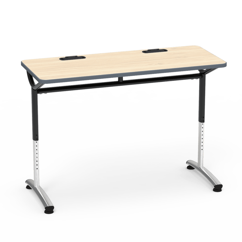 Virco TEXT Series Training Study Computer Desk Table with 2 Grommets 48"W x 20"D x 26"-34"H (TABLE-TE20488YADJGR2) - SchoolOutlet