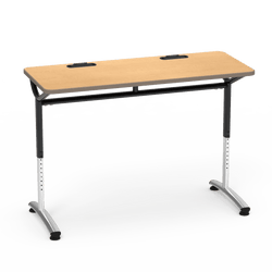 Virco TEXT Series Training Study Computer Desk Table with 2 Grommets 48"W x 20"D x 26"-34"H (TABLE-TE20488YADJGR2)