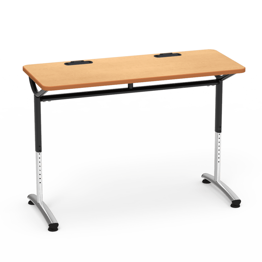 Virco TEXT Series Training Study Computer Desk Table with 2 Grommets 48"W x 20"D x 26"-34"H (TABLE-TE20488YADJGR2) - SchoolOutlet