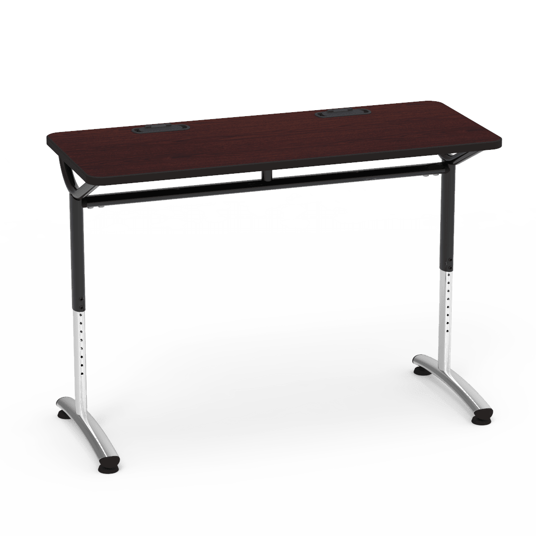 Virco TEXT Series Training Study Computer Desk Table with 2 Grommets 48"W x 20"D x 26"-34"H (TABLE-TE20488YADJGR2) - SchoolOutlet