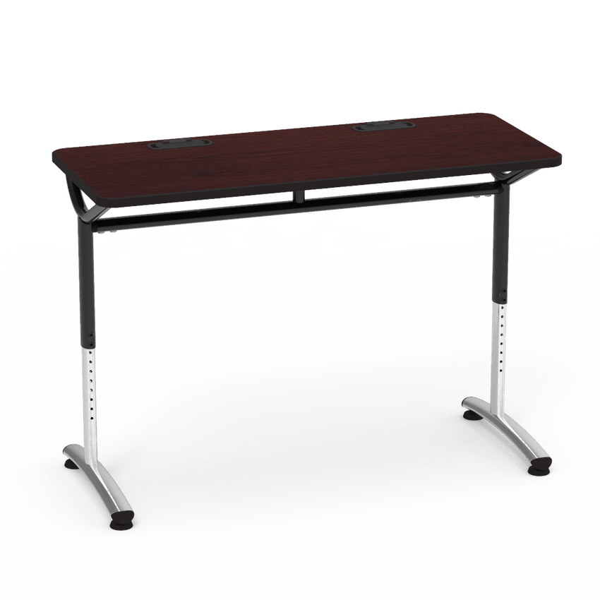 Virco TEXT Series Training Study Computer Desk Table with 2 Grommets 48"W x 20"D x 26"-34"H (TABLE-TE20488YADJGR2) - SchoolOutlet