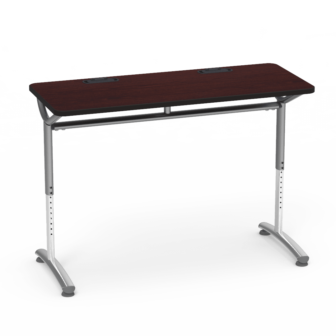 Virco TEXT Series Training Study Computer Desk Table with 2 Grommets 48"W x 20"D x 26"-34"H (TABLE-TE20488YADJGR2) - SchoolOutlet
