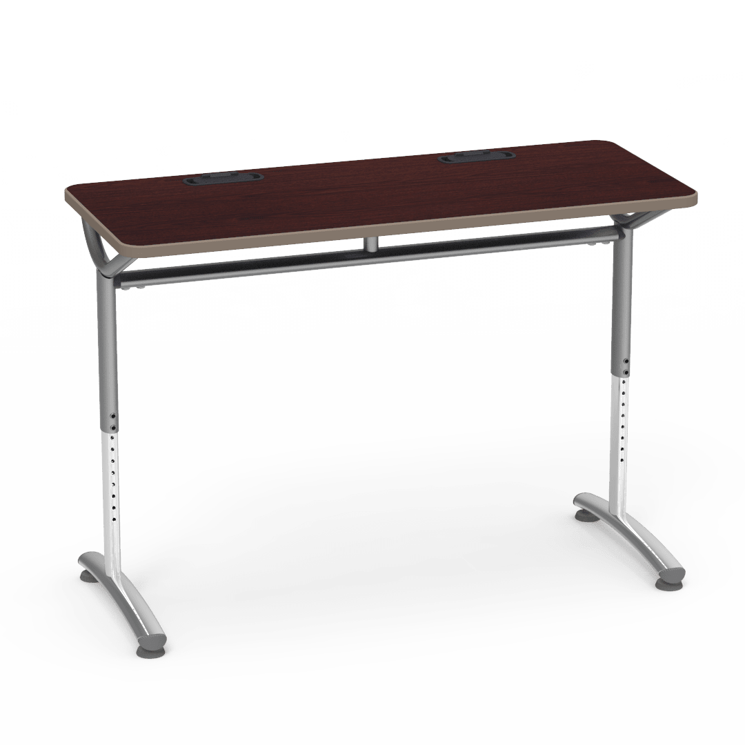 Virco TEXT Series Training Study Computer Desk Table with 2 Grommets 48"W x 20"D x 26"-34"H (TABLE-TE20488YADJGR2) - SchoolOutlet