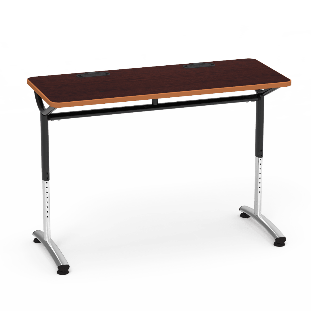 Virco TEXT Series Training Study Computer Desk Table with 2 Grommets 48"W x 20"D x 26"-34"H (TABLE-TE20488YADJGR2) - SchoolOutlet
