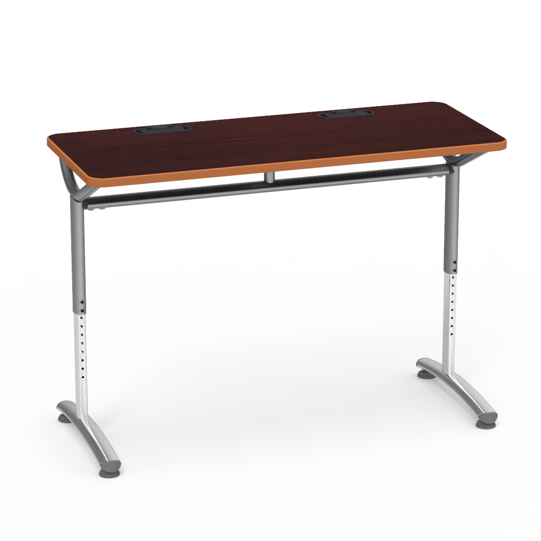 Virco TEXT Series Training Study Computer Desk Table with 2 Grommets 48"W x 20"D x 26"-34"H (TABLE-TE20488YADJGR2) - SchoolOutlet
