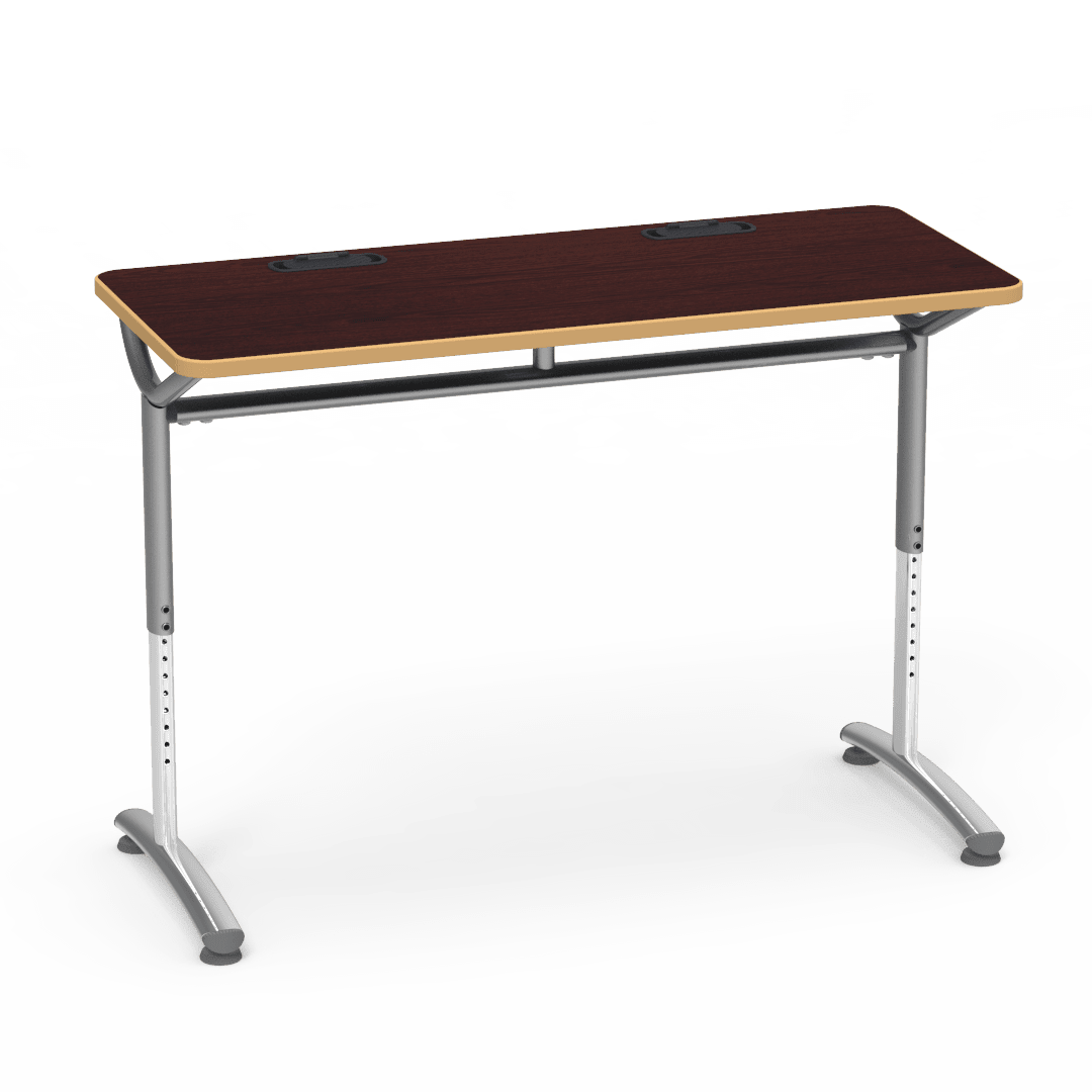 Virco TEXT Series Training Study Computer Desk Table with 2 Grommets 48"W x 20"D x 26"-34"H (TABLE-TE20488YADJGR2) - SchoolOutlet