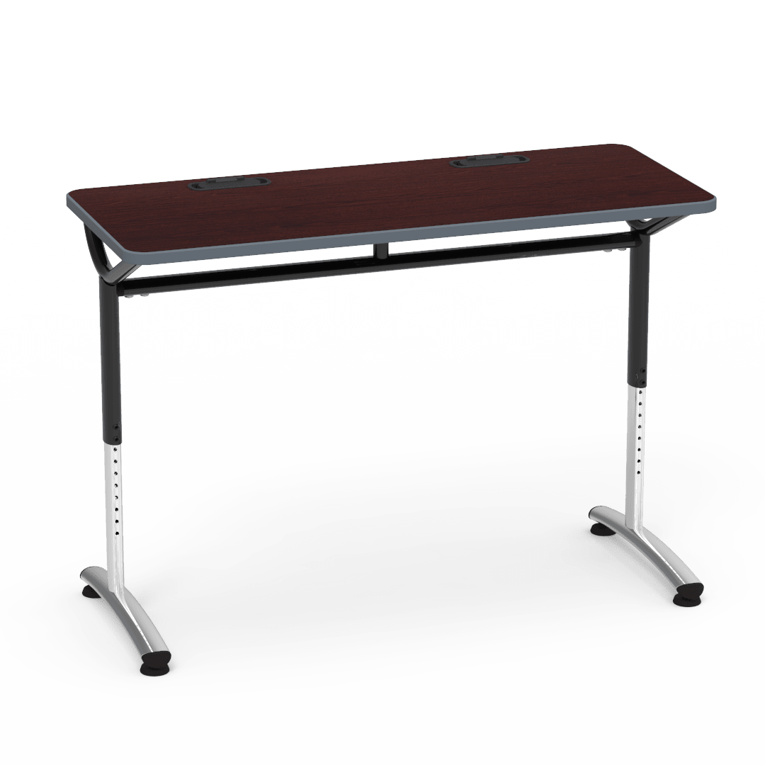 Virco TEXT Series Training Study Computer Desk Table with 2 Grommets 48"W x 20"D x 26"-34"H (TABLE-TE20488YADJGR2) - SchoolOutlet