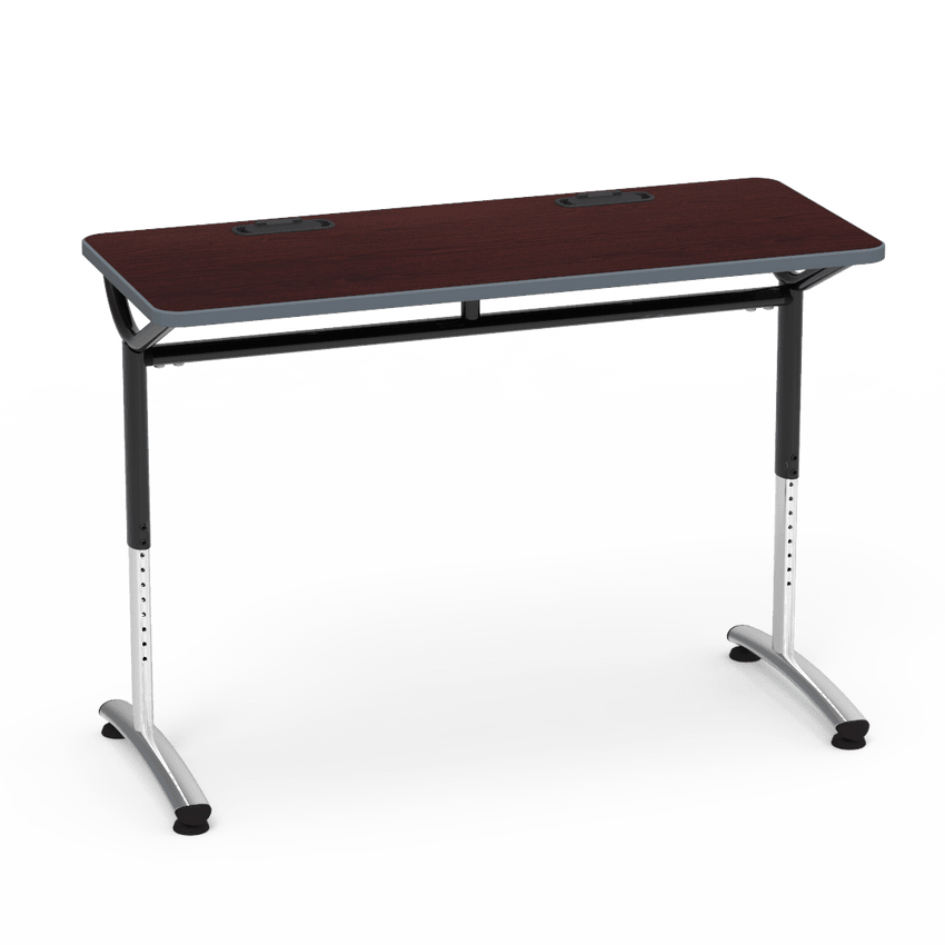 Virco TEXT Series Training Study Computer Desk Table with 2 Grommets 48"W x 20"D x 26"-34"H (TABLE-TE20488YADJGR2) - SchoolOutlet