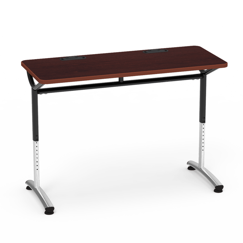 Virco TEXT Series Training Study Computer Desk Table with 2 Grommets 48"W x 20"D x 26"-34"H (TABLE-TE20488YADJGR2) - SchoolOutlet
