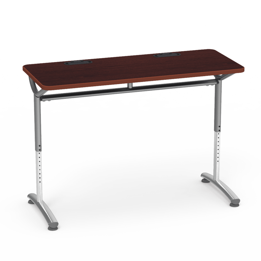 Virco TEXT Series Training Study Computer Desk Table with 2 Grommets 48"W x 20"D x 26"-34"H (TABLE-TE20488YADJGR2) - SchoolOutlet
