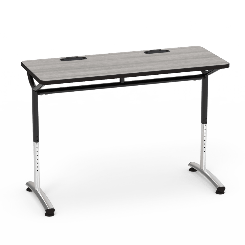Virco TEXT Series Training Study Computer Desk Table with 2 Grommets 48"W x 20"D x 26"-34"H (TABLE-TE20488YADJGR2) - SchoolOutlet