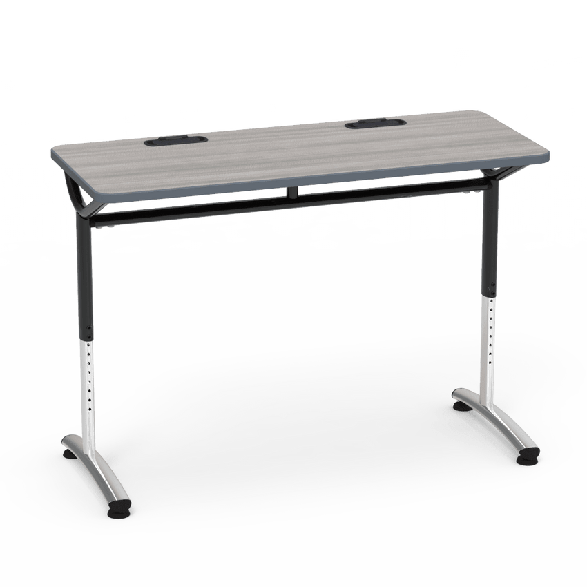 Virco TEXT Series Training Study Computer Desk Table with 2 Grommets 48"W x 20"D x 26"-34"H (TABLE-TE20488YADJGR2) - SchoolOutlet