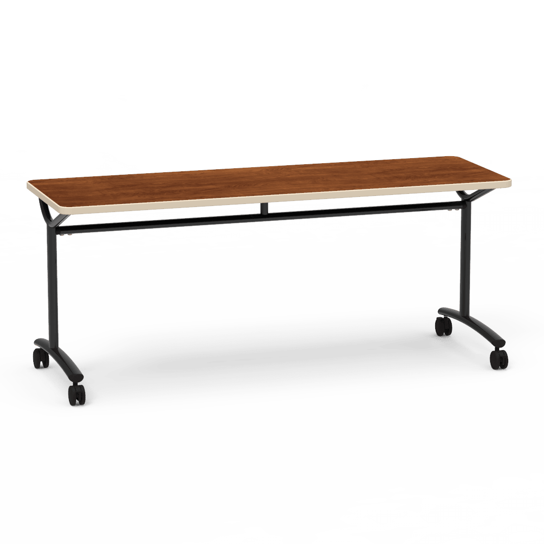 Virco TEXT Series Multi - Purpose Training Table featuring a High - Performance Laminate Top and Industrial T - Leg Base with Casters 72"W x 24"D x 30"H (TABLE - TE24728Y30C) - SchoolOutlet