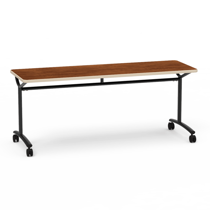 Virco TEXT Series Multi - Purpose Training Table featuring a High - Performance Laminate Top and Industrial T - Leg Base with Casters 72"W x 24"D x 30"H (TABLE - TE24728Y30C) - SchoolOutlet