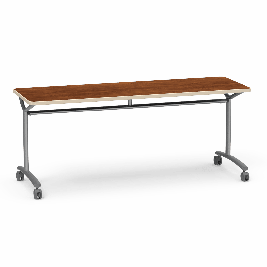 Virco TEXT Series Multi - Purpose Training Table featuring a High - Performance Laminate Top and Industrial T - Leg Base with Casters 72"W x 24"D x 30"H (TABLE - TE24728Y30C) - SchoolOutlet