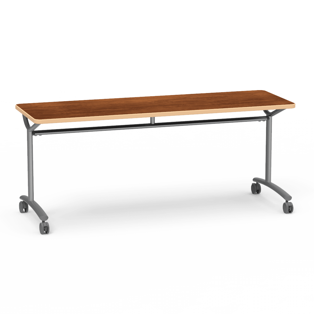 Virco TEXT Series Multi - Purpose Training Table featuring a High - Performance Laminate Top and Industrial T - Leg Base with Casters 72"W x 24"D x 30"H (TABLE - TE24728Y30C) - SchoolOutlet