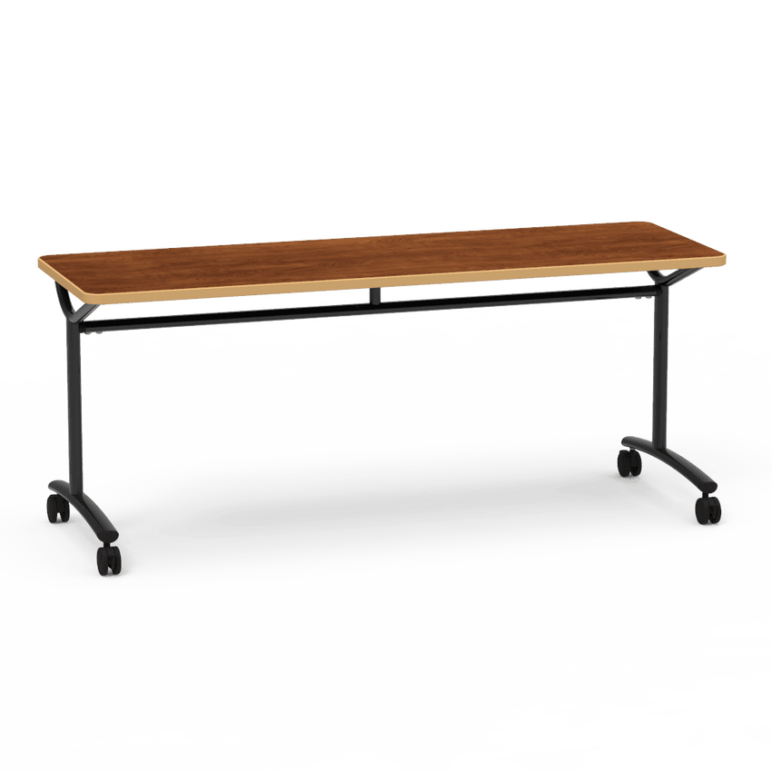 Virco TEXT Series Multi - Purpose Training Table featuring a High - Performance Laminate Top and Industrial T - Leg Base with Casters 72"W x 24"D x 30"H (TABLE - TE24728Y30C) - SchoolOutlet