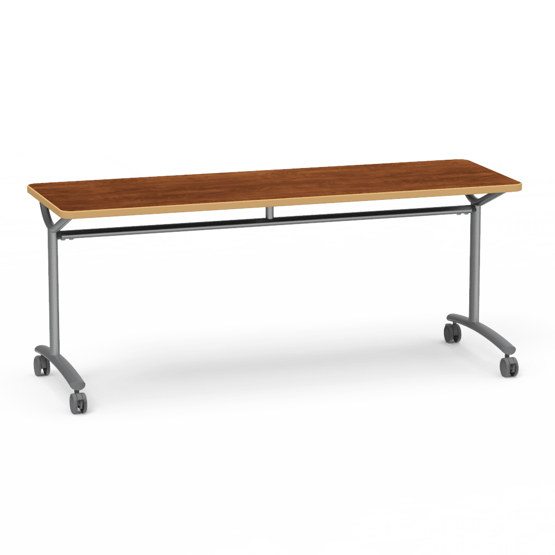 Virco TEXT Series Multi - Purpose Training Table featuring a High - Performance Laminate Top and Industrial T - Leg Base with Casters 72"W x 24"D x 30"H (TABLE - TE24728Y30C) - SchoolOutlet
