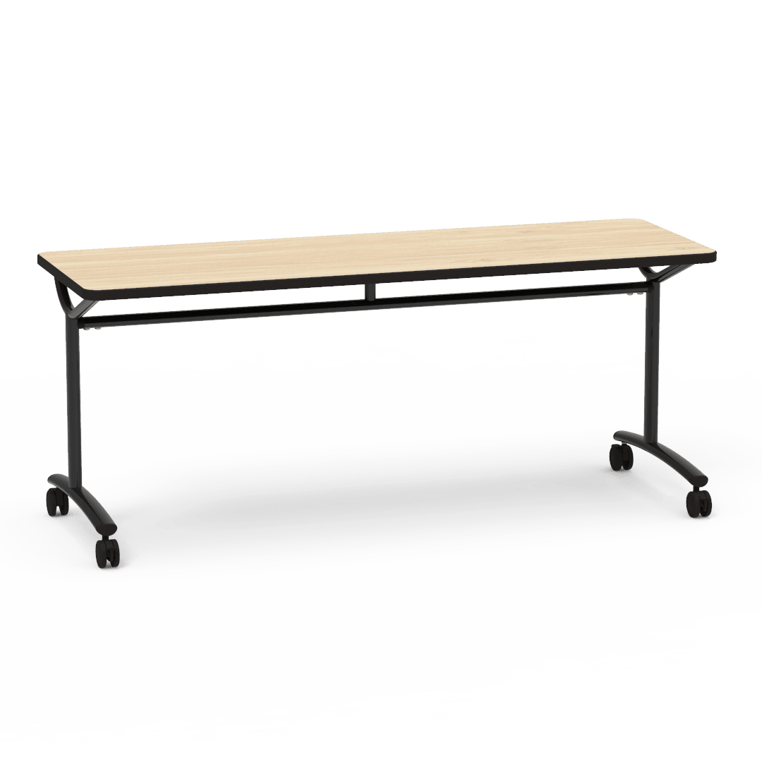Virco TEXT Series Multi - Purpose Training Table featuring a High - Performance Laminate Top and Industrial T - Leg Base with Casters 72"W x 24"D x 30"H (TABLE - TE24728Y30C) - SchoolOutlet