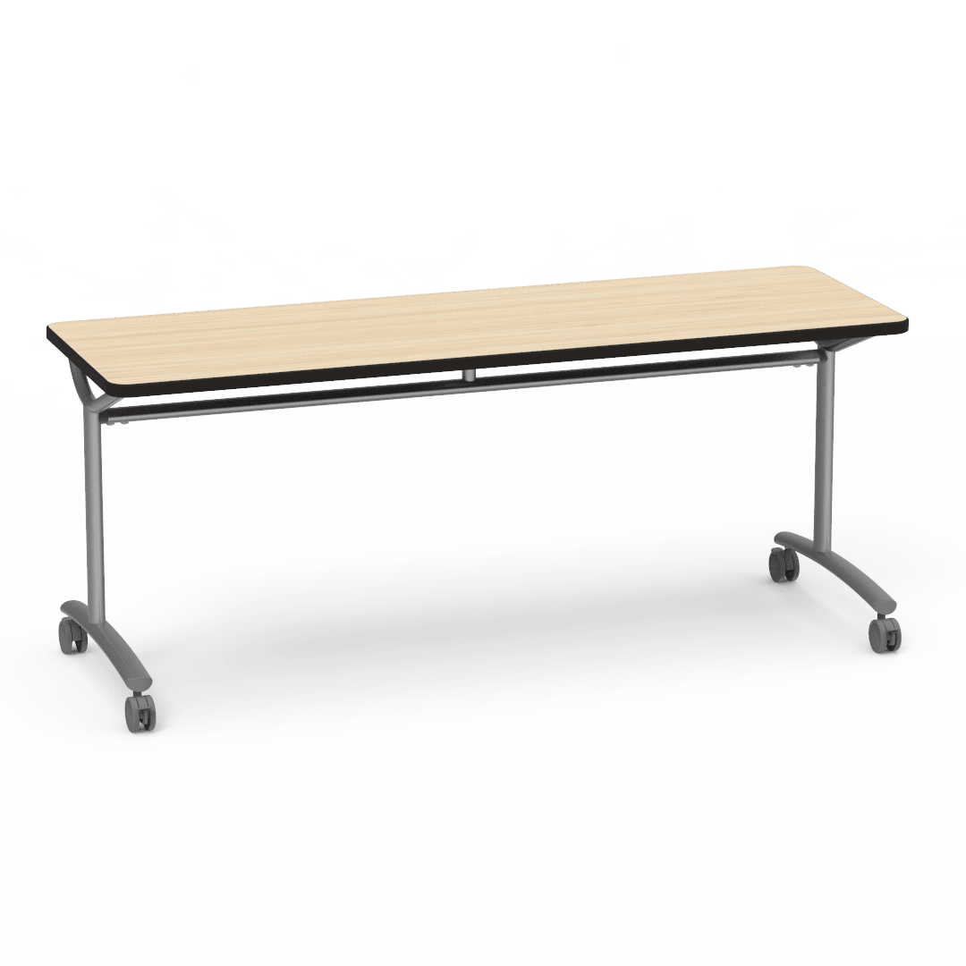 Virco TEXT Series Multi - Purpose Training Table featuring a High - Performance Laminate Top and Industrial T - Leg Base with Casters 72"W x 24"D x 30"H (TABLE - TE24728Y30C) - SchoolOutlet