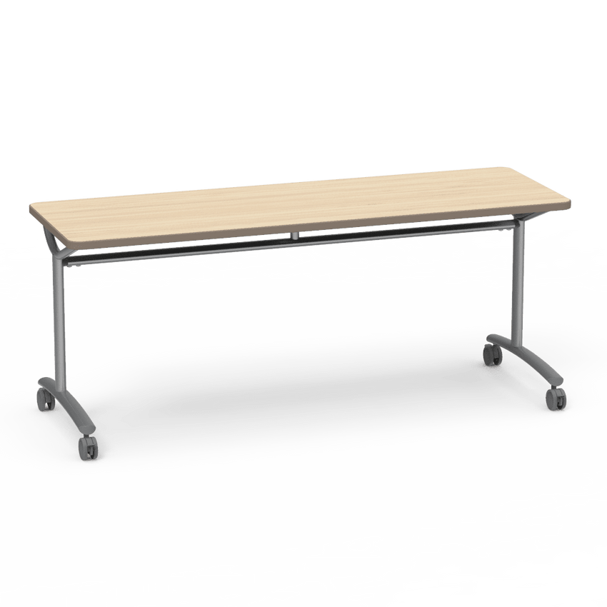 Virco TEXT Series Multi - Purpose Training Table featuring a High - Performance Laminate Top and Industrial T - Leg Base with Casters 72"W x 24"D x 30"H (TABLE - TE24728Y30C) - SchoolOutlet
