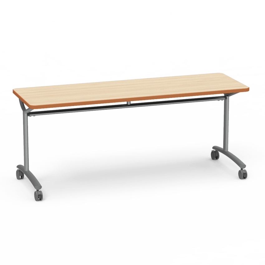 Virco TEXT Series Multi - Purpose Training Table featuring a High - Performance Laminate Top and Industrial T - Leg Base with Casters 72"W x 24"D x 30"H (TABLE - TE24728Y30C) - SchoolOutlet