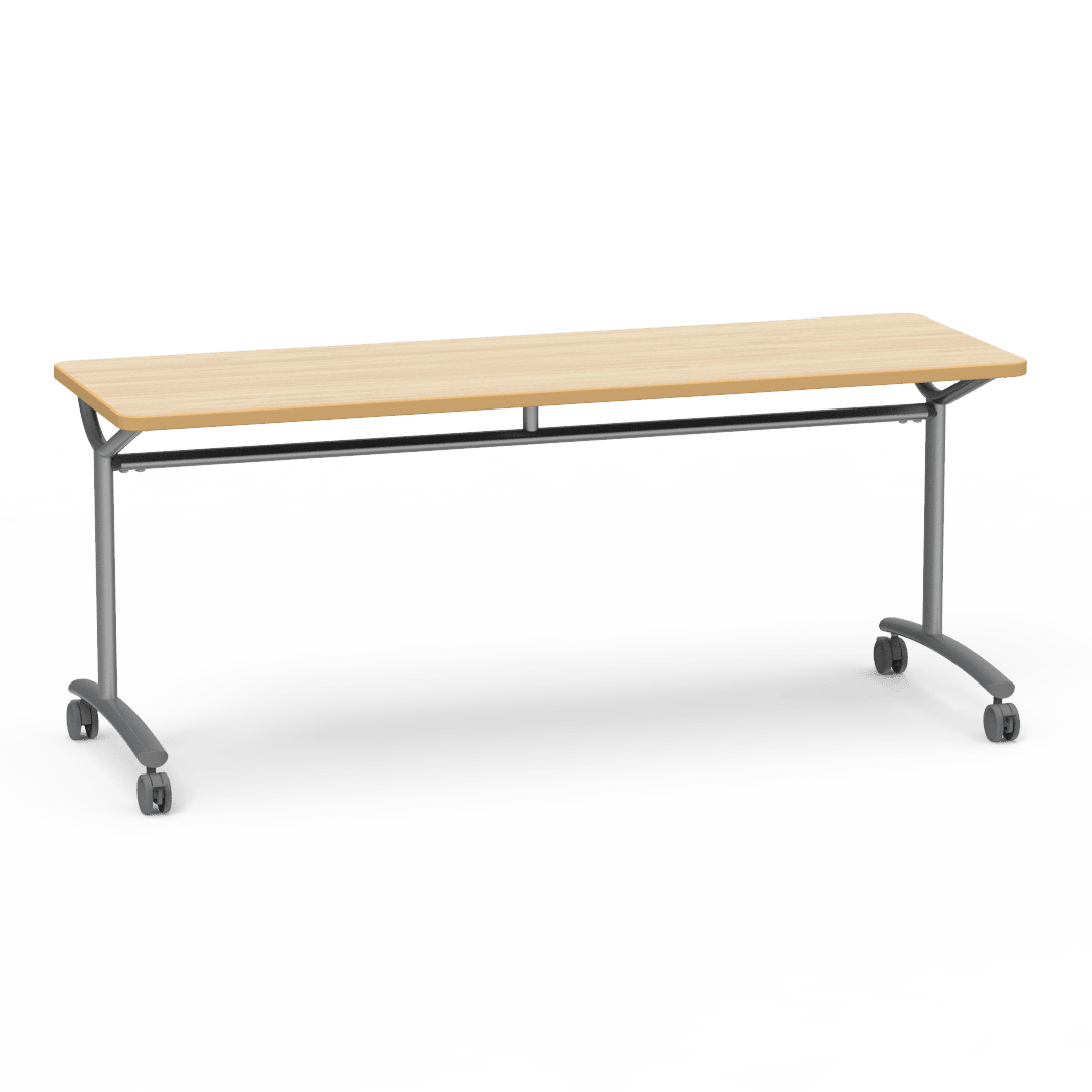 Virco TEXT Series Multi - Purpose Training Table featuring a High - Performance Laminate Top and Industrial T - Leg Base with Casters 72"W x 24"D x 30"H (TABLE - TE24728Y30C) - SchoolOutlet