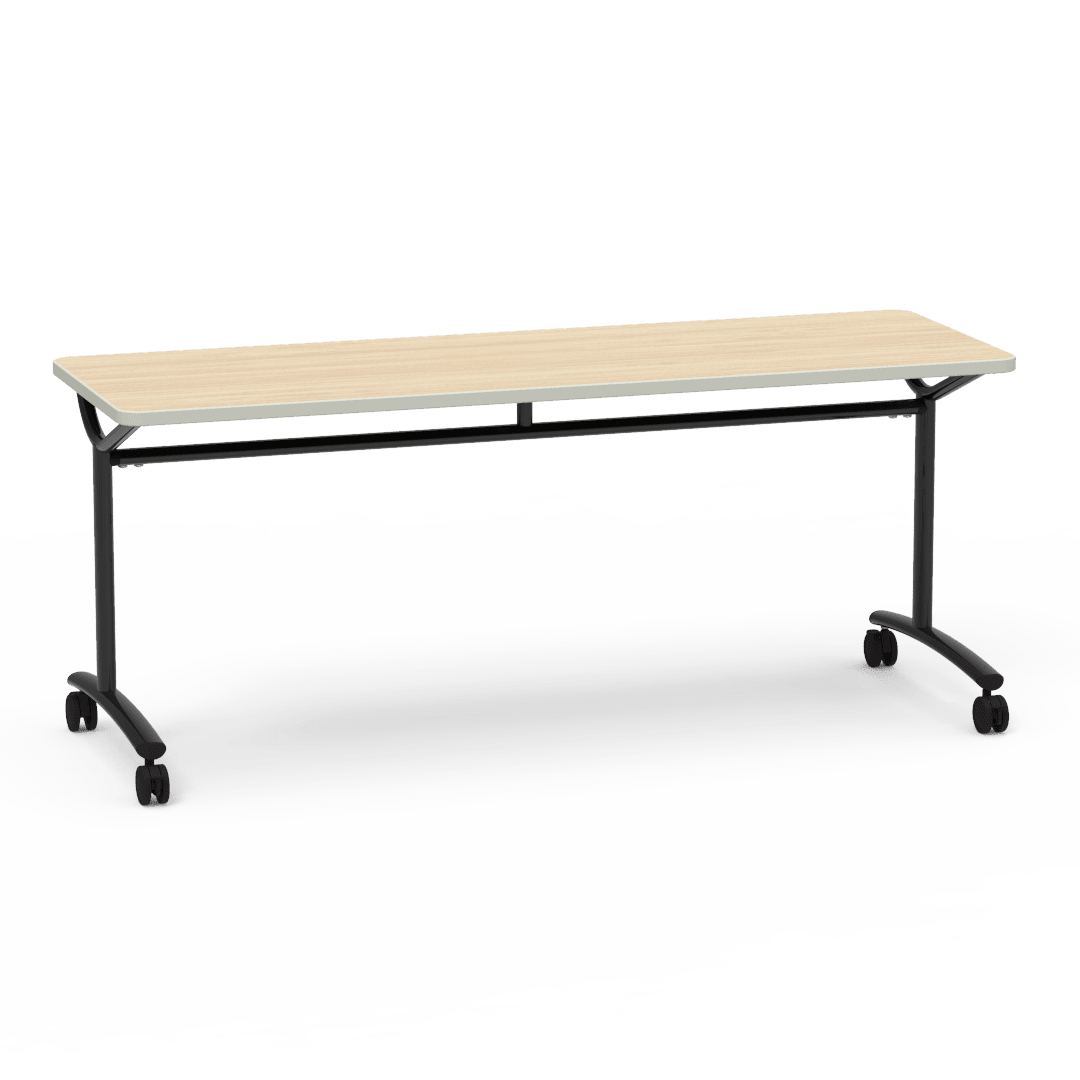 Virco TEXT Series Multi - Purpose Training Table featuring a High - Performance Laminate Top and Industrial T - Leg Base with Casters 72"W x 24"D x 30"H (TABLE - TE24728Y30C) - SchoolOutlet