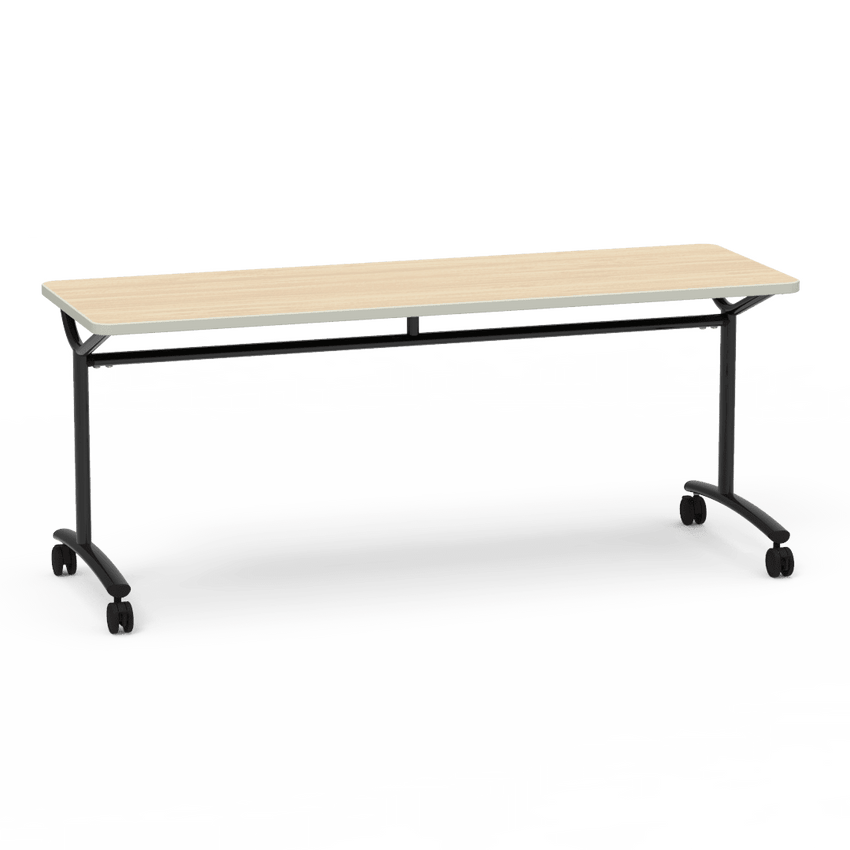 Virco TEXT Series Multi - Purpose Training Table featuring a High - Performance Laminate Top and Industrial T - Leg Base with Casters 72"W x 24"D x 30"H (TABLE - TE24728Y30C) - SchoolOutlet