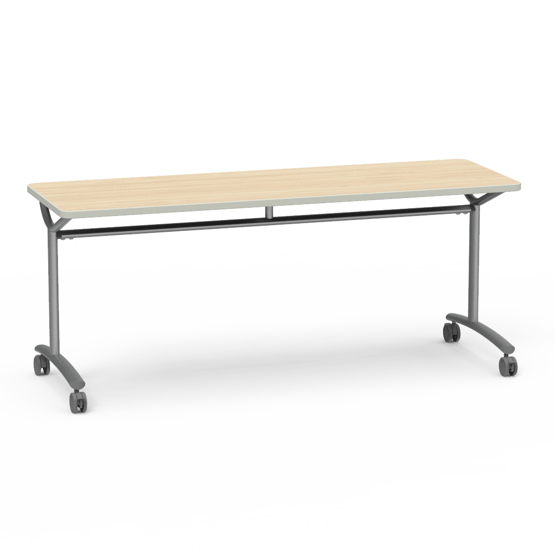 Virco TEXT Series Multi - Purpose Training Table featuring a High - Performance Laminate Top and Industrial T - Leg Base with Casters 72"W x 24"D x 30"H (TABLE - TE24728Y30C) - SchoolOutlet