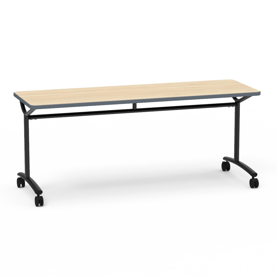 Virco TEXT Series Multi - Purpose Training Table featuring a High - Performance Laminate Top and Industrial T - Leg Base with Casters 72"W x 24"D x 30"H (TABLE - TE24728Y30C) - SchoolOutlet