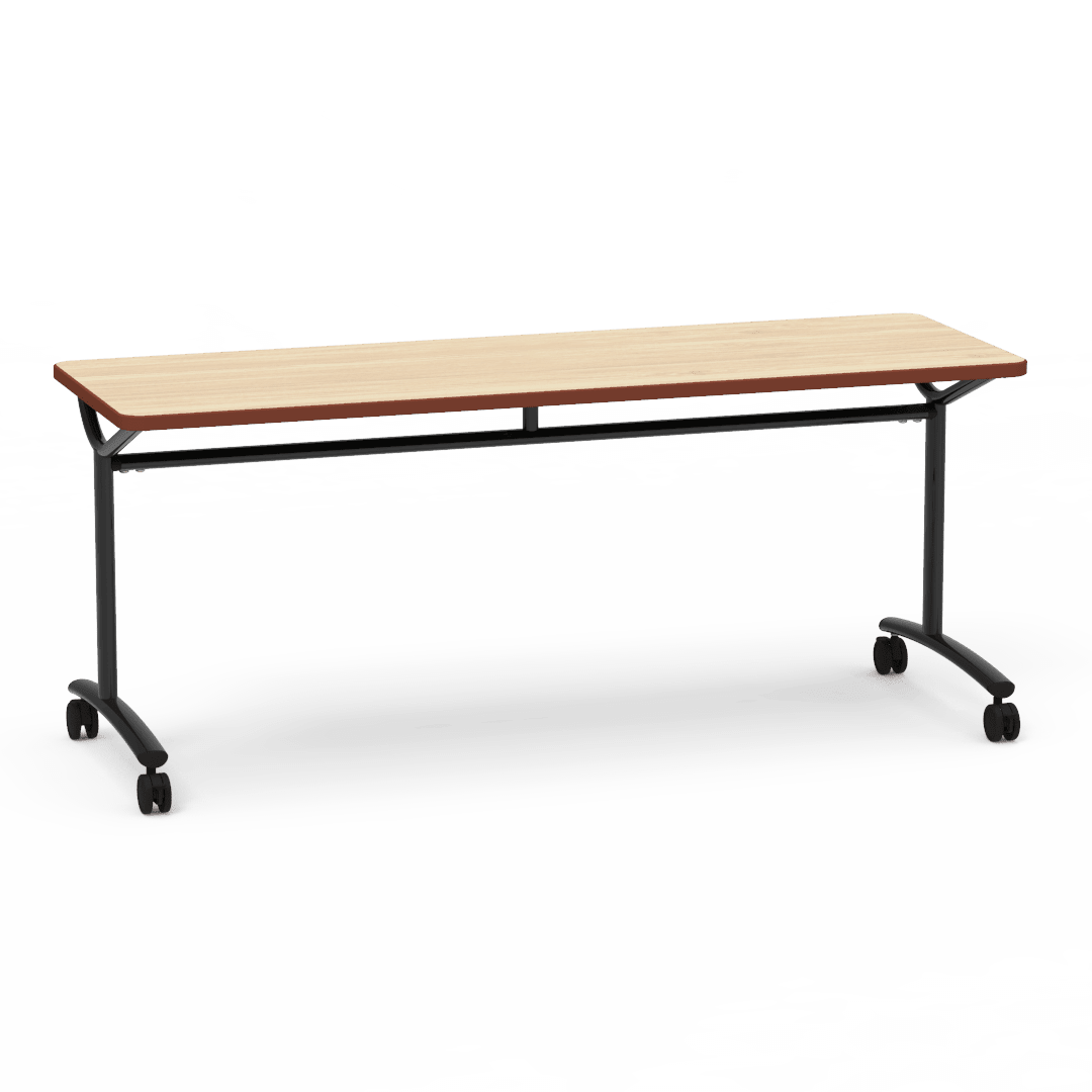Virco TEXT Series Multi - Purpose Training Table featuring a High - Performance Laminate Top and Industrial T - Leg Base with Casters 72"W x 24"D x 30"H (TABLE - TE24728Y30C) - SchoolOutlet