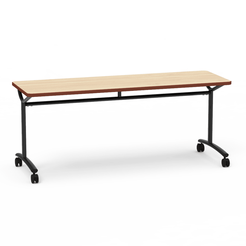 Virco TEXT Series Multi - Purpose Training Table featuring a High - Performance Laminate Top and Industrial T - Leg Base with Casters 72"W x 24"D x 30"H (TABLE - TE24728Y30C) - SchoolOutlet