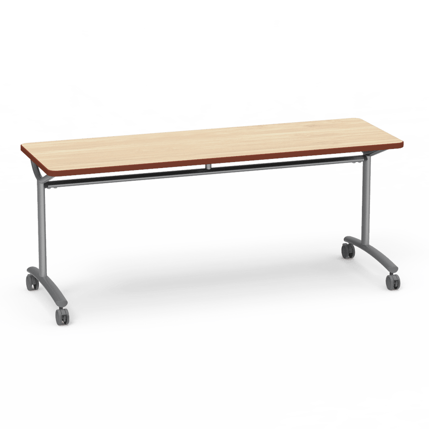 Virco TEXT Series Multi - Purpose Training Table featuring a High - Performance Laminate Top and Industrial T - Leg Base with Casters 72"W x 24"D x 30"H (TABLE - TE24728Y30C) - SchoolOutlet