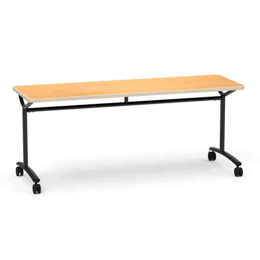 Virco TEXT Series Multi - Purpose Training Table featuring a High - Performance Laminate Top and Industrial T - Leg Base with Casters 72"W x 24"D x 30"H (TABLE - TE24728Y30C) - SchoolOutlet